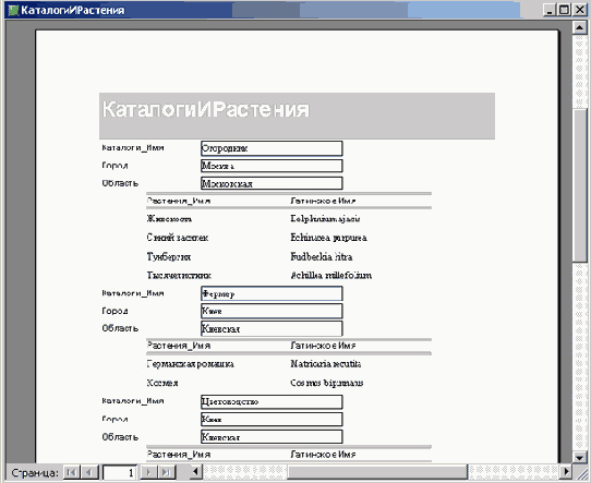 Отчет по каталогам и растениям