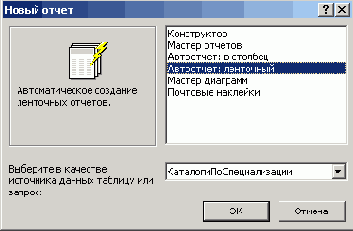 Создание ленточного автоотчета с помощью запроса